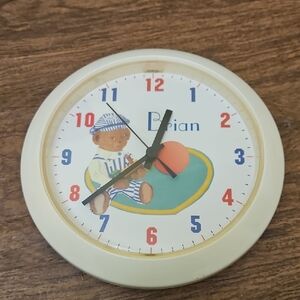 Children's Cute Bear Wall Clock with Colorful Numbers name Brian on face